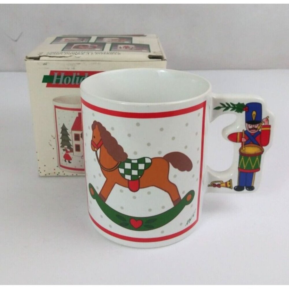 1987 Action Industries Rocking Horse Christmas Holiday Mug #21718